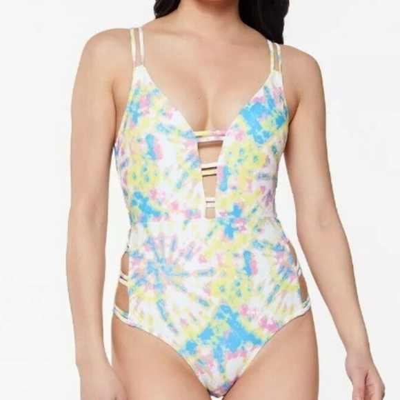 Jessica Simpson SPRITZ MULTI Go with the Flow One-Piece Swimsuit Size Large - Picture 1 of 10
